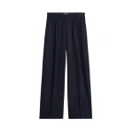 Totême Wide flannel trousers in Navy - Pants - Scandinavian Minimalist Luxury at Luxury Shoes 
