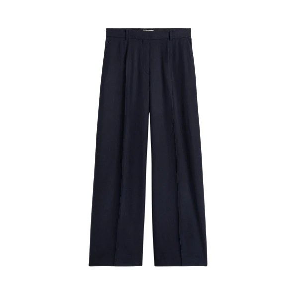 Totême Wide flannel trousers in Navy - Pants - Scandinavian Minimalist Luxury at Luxury Shoes 