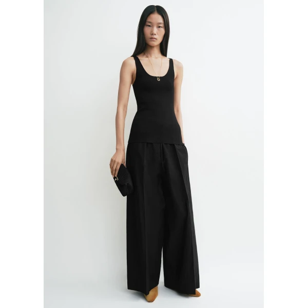 Totême Wide summer trousers in Black - Pants - Scandinavian Minimalist Luxury at Luxury Shoes 