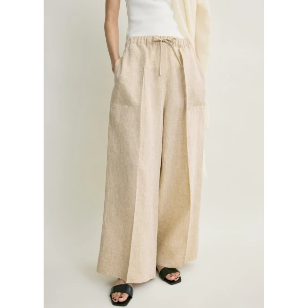 Totême Wide summer trousers in Natural - Pants - Scandinavian Minimalist Luxury at Luxury Shoes 