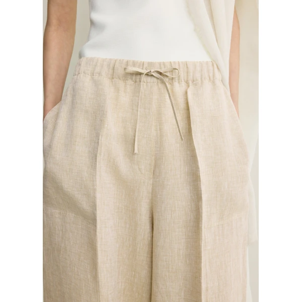 Totême Wide summer trousers in Natural - Pants - Scandinavian Minimalist Luxury at Luxury Shoes 