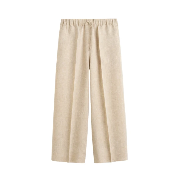 Totême Wide summer trousers in Natural - Pants - Scandinavian Minimalist Luxury at Luxury Shoes 