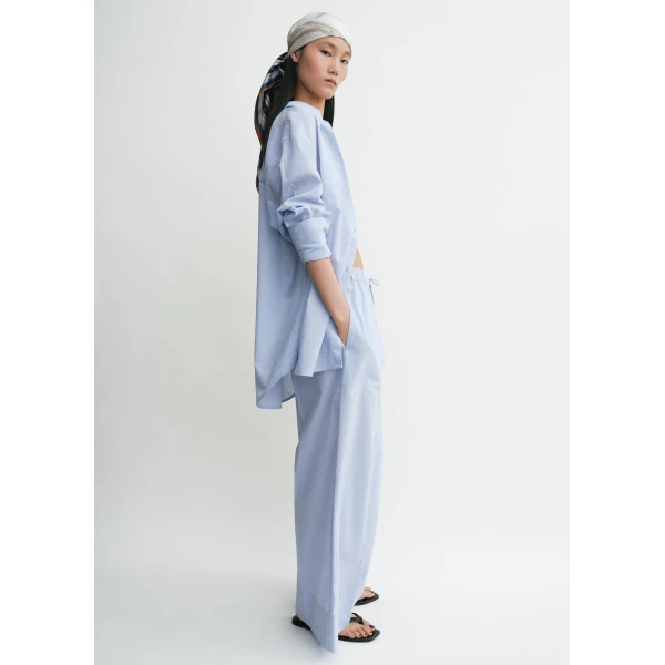 Totême Wide summer trousers in Sky - Pants - Scandinavian Minimalist Luxury at Luxury Shoes 