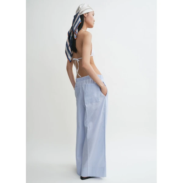 Totême Wide summer trousers in Sky - Pants - Scandinavian Minimalist Luxury at Luxury Shoes 