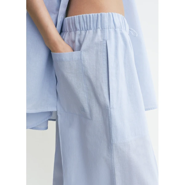 Totême Wide summer trousers in Sky - Pants - Scandinavian Minimalist Luxury at Luxury Shoes 
