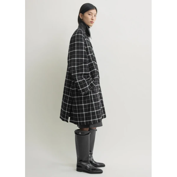 Totême Windowpane country coat in Black / White - Coats - Scandinavian Minimalist Luxury at Luxury Shoes 