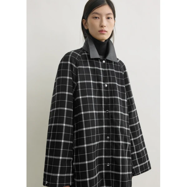 Totême Windowpane country coat in Black / White - Coats - Scandinavian Minimalist Luxury at Luxury Shoes 