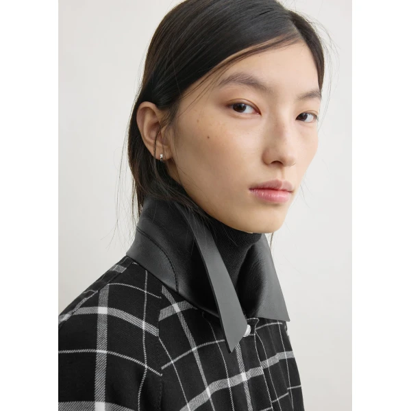 Totême Windowpane country coat in Black / White - Coats - Scandinavian Minimalist Luxury at Luxury Shoes 