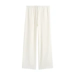 Totême Woven stripe drawstring trousers in Meringue - Pants - Scandinavian Minimalist Luxury at Luxury Shoes 