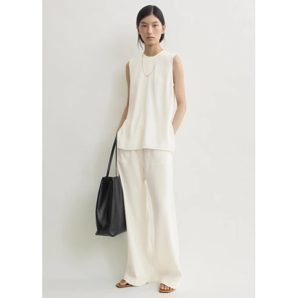Totême Woven stripe top in Meringue - Tops - Scandinavian Minimalist Luxury at Luxury Shoes 