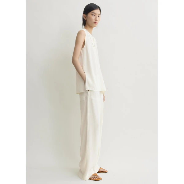 Totême Woven stripe top in Meringue - Tops - Scandinavian Minimalist Luxury at Luxury Shoes 