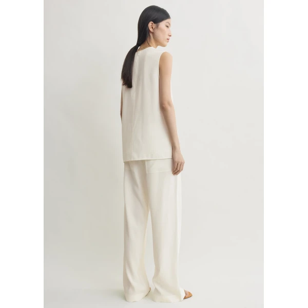 Totême Woven stripe top in Meringue - Tops - Scandinavian Minimalist Luxury at Luxury Shoes 