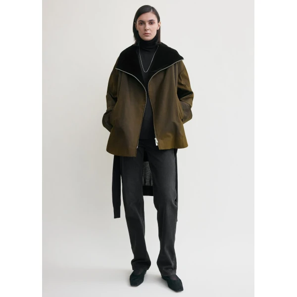 Totême Zipped country jacket in Bark - Jackets - Scandinavian Minimalist Luxury at Luxury Shoes 