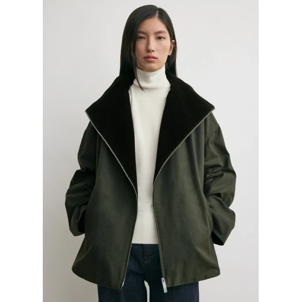 Totême Zipped country jacket in Forest - Jackets - Scandinavian Minimalist Luxury at Luxury Shoes 