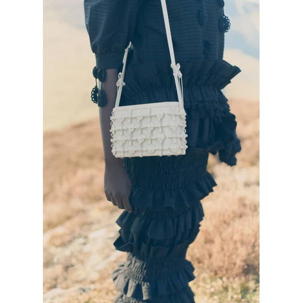 Polène Button Bow Box in Porcelain Button Bow Box in Porcelain - Clutch Bags - Parisian Luxury Leather Bag at Luxury Shoes 