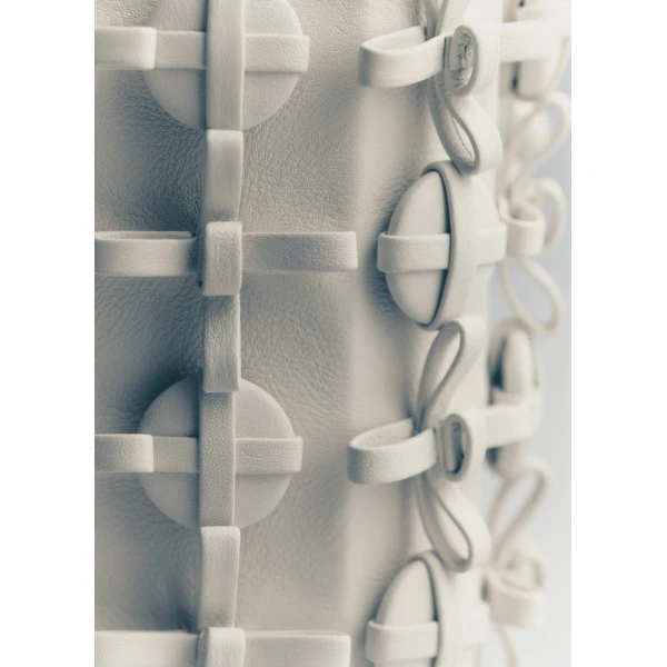 Polène Button Bow Box in Porcelain Button Bow Box in Porcelain - Clutch Bags - Parisian Luxury Leather Bag at Luxury Shoes 