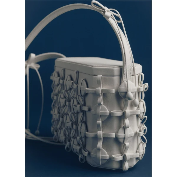 Polène Button Bow Box in Porcelain Button Bow Box in Porcelain - Clutch Bags - Parisian Luxury Leather Bag at Luxury Shoes 