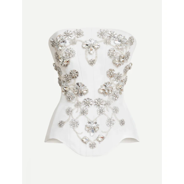 Zuhair Murad Cady Beaded Top - Tops - Lebanese Haute Couture and Evening Gowns at Luxury Shoes 