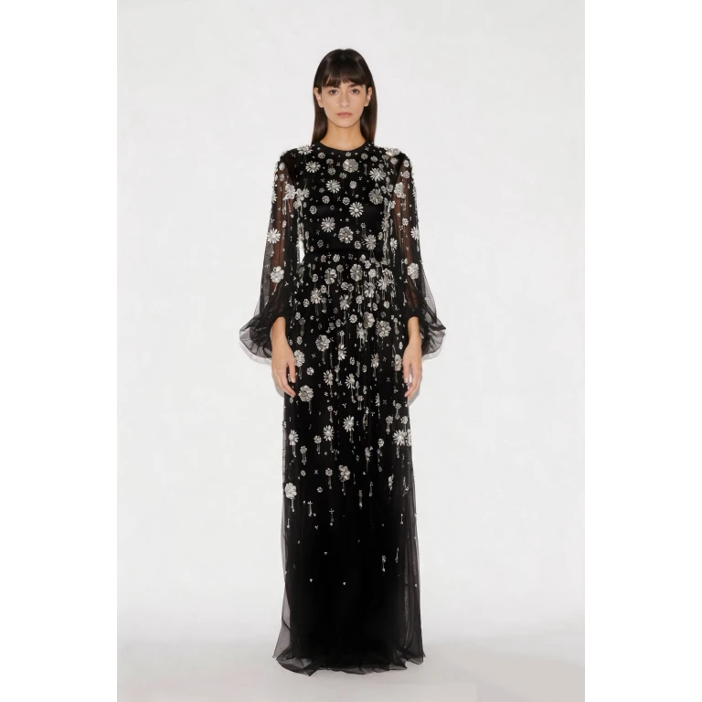 Huishan Zhang Micheline gown in black embellished tulle from the Pre-Fall 2026 collection