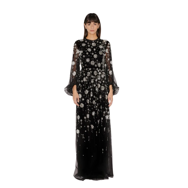 Huishan Zhang Micheline gown in black embellished tulle from the Pre-Fall 2026 collection