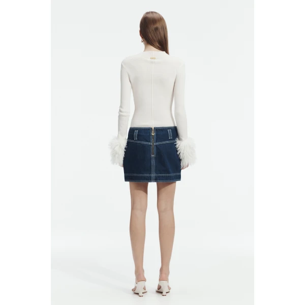 Aje Rylee Denim Mini Skirt