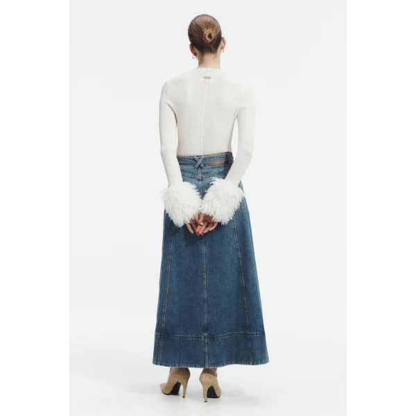 Aje Viva Denim Midi Skirt