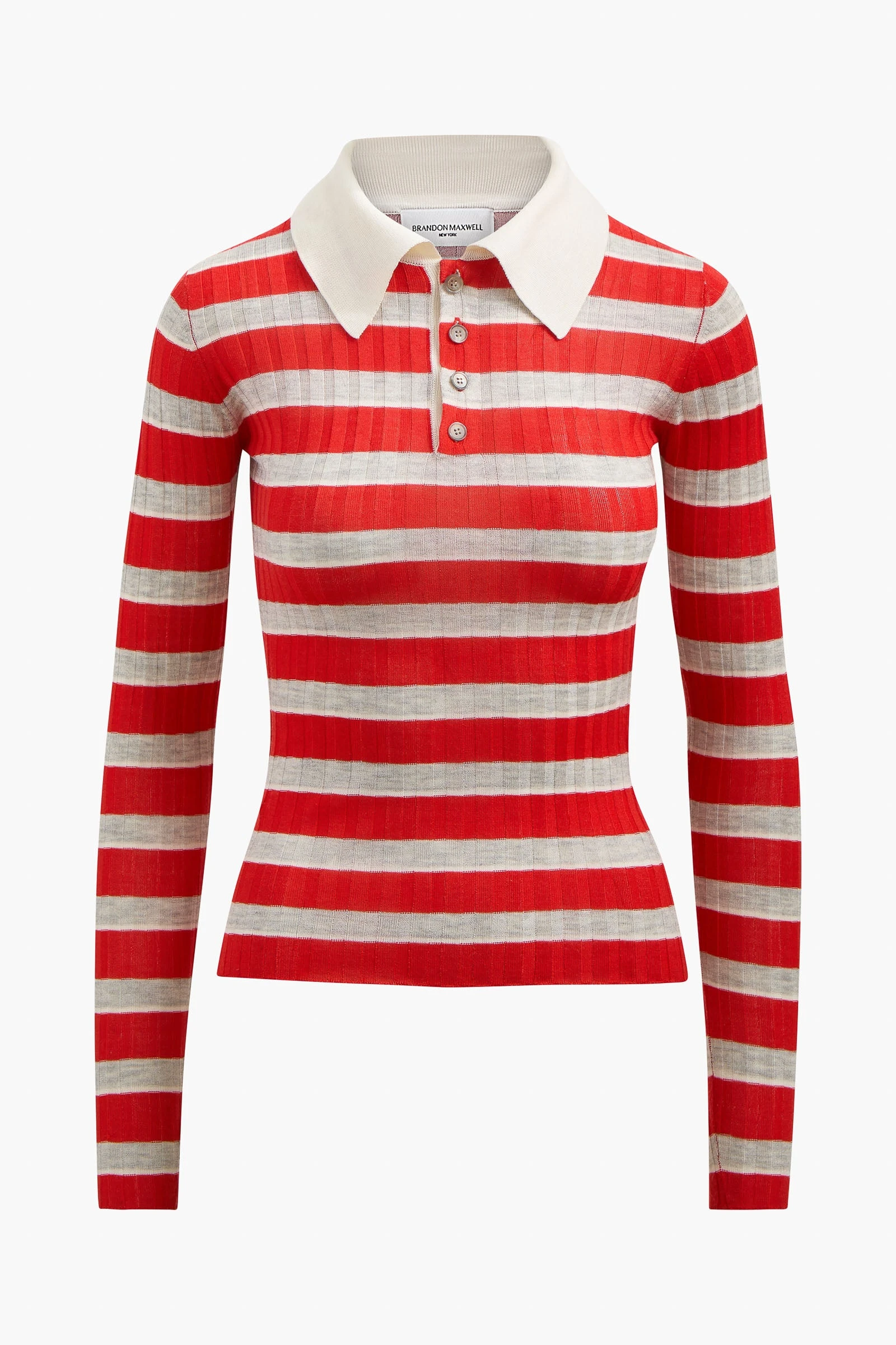Brandon Maxwell Joni Polo Top in Red Stripe - Tops - Modern American Glamour at Luxury Shoes Brandon Maxwell