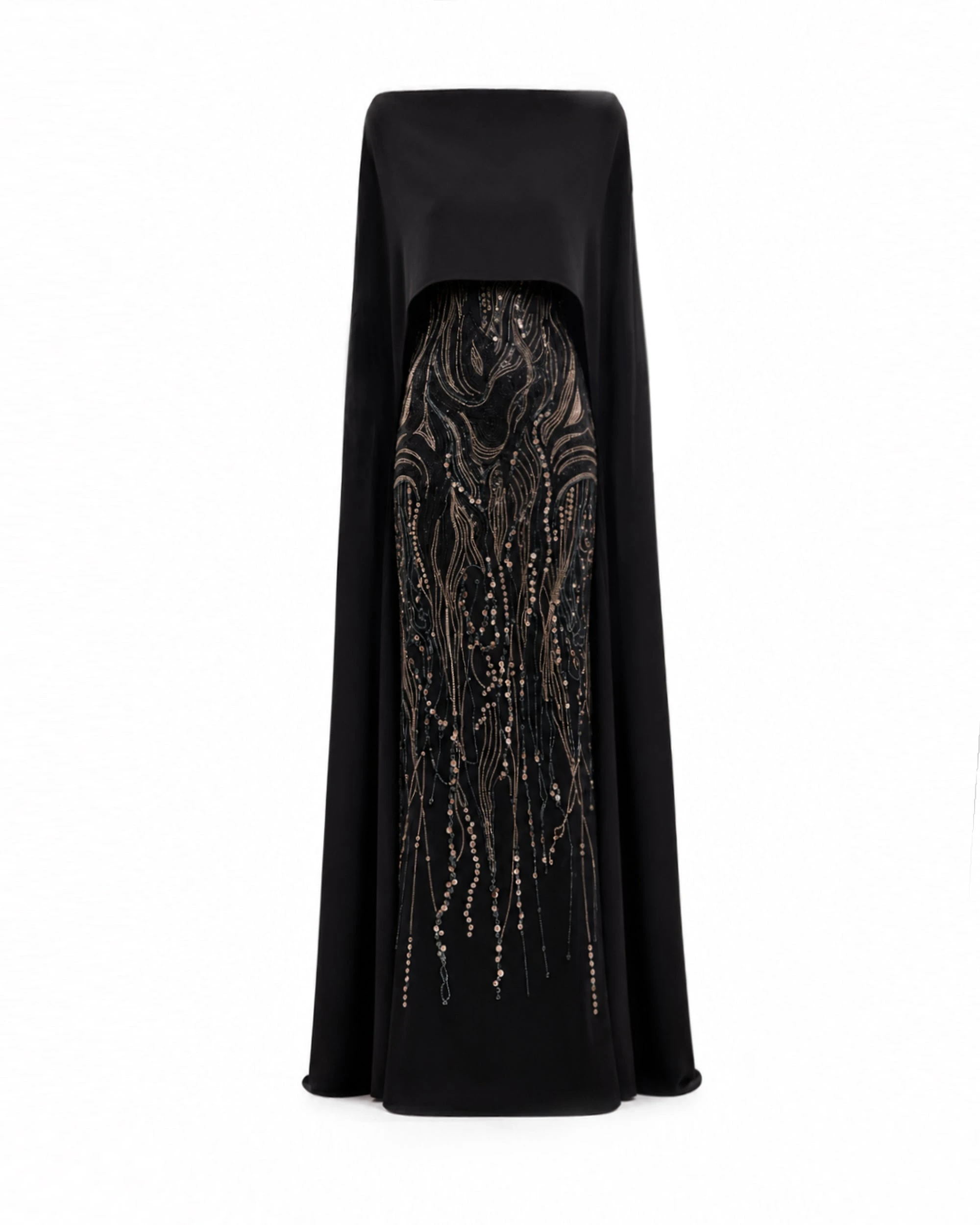 Gemy Maalouf Beaded Cape Dress Gemy Maalouf Beaded Cape Dress