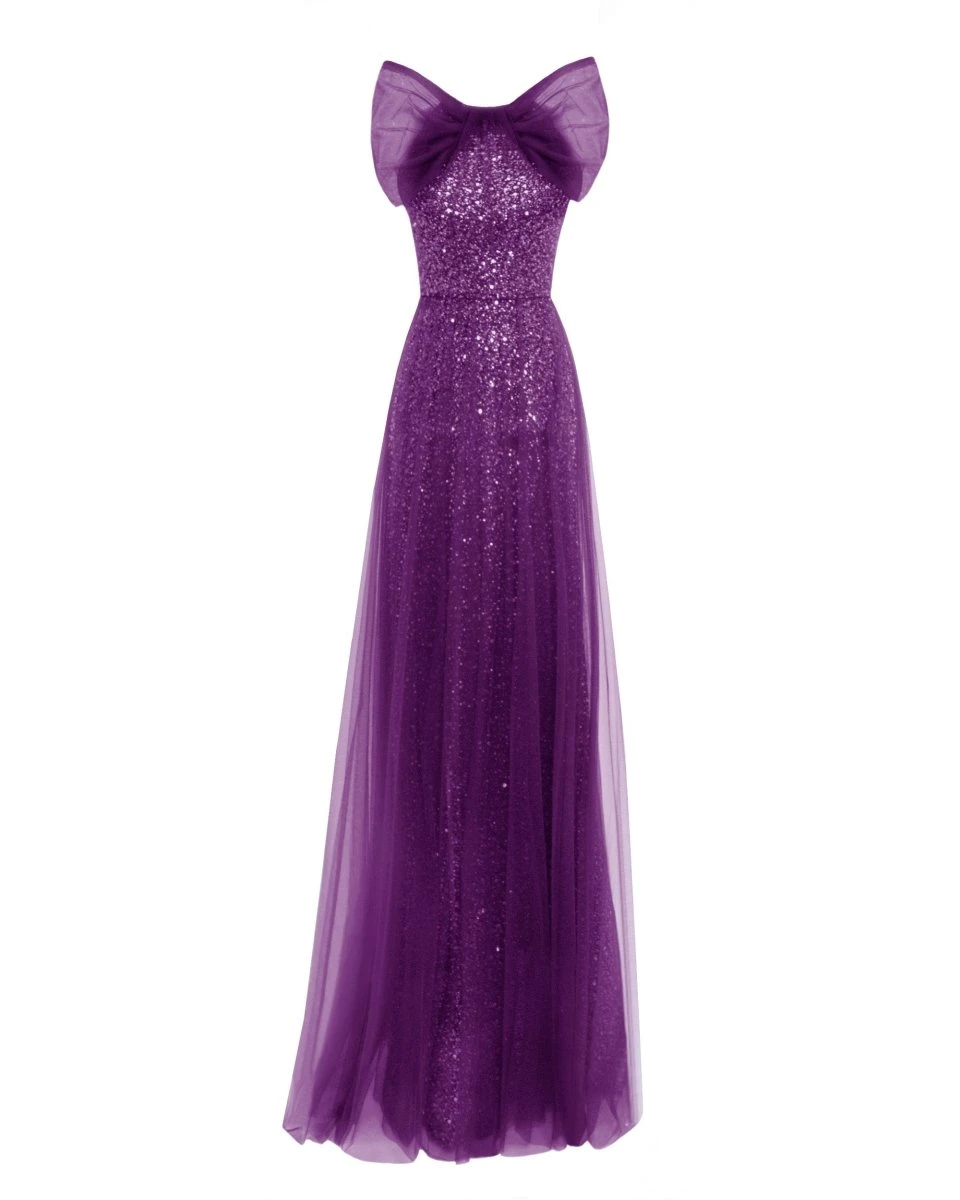 Gemy Maalouf Bow Halter-Neckline Purple Dress Gemy Maalouf Bow Halter-Neckline Purple Dress