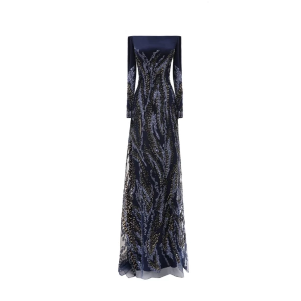 Gemy Maalouf Long Sleeves Beaded Dress