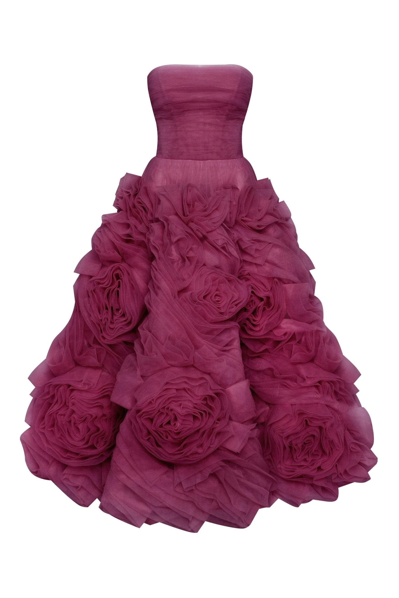Milla Dramatically flowered tulle dress in wine color - Dresses - Ukrainian Luxury Evening Gown at Luxury Shoes Milla dresses