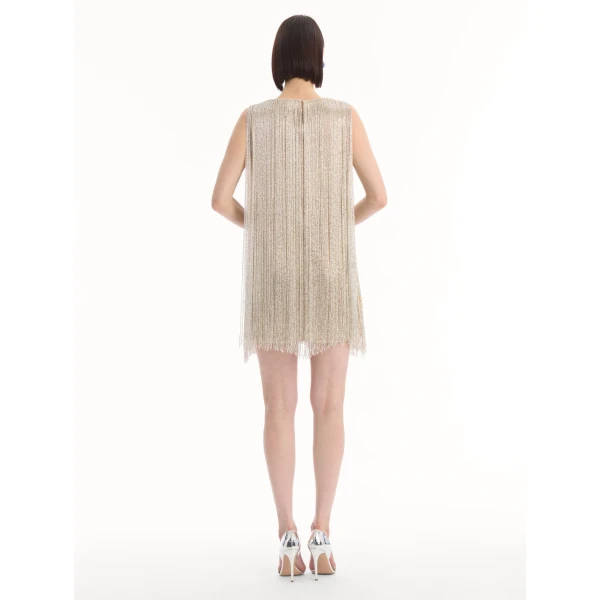 Oscar de la Renta Chiné Hibiscus Beaded Fringe Shift Dress - Dresses - American Luxury Evening Wear at Luxury Shoes 