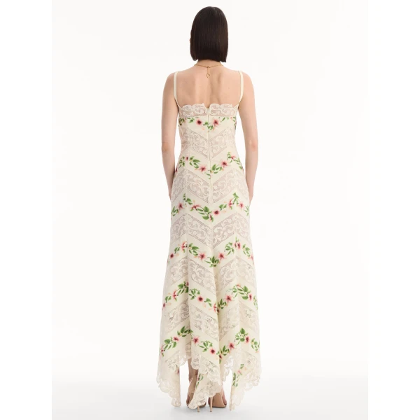 Oscar de la Renta Chiné Hibiscus Striped Cotton Poplin Dress - Dresses - American Luxury Evening Wear at Luxury Shoes 