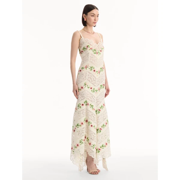 Oscar de la Renta Chiné Hibiscus Striped Cotton Poplin Dress - Dresses - American Luxury Evening Wear at Luxury Shoes 