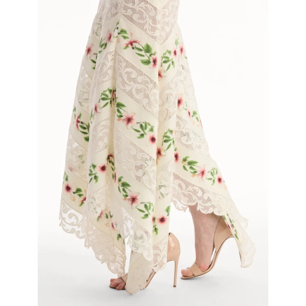 Oscar de la Renta Chiné Hibiscus Striped Cotton Poplin Dress - Dresses - American Luxury Evening Wear at Luxury Shoes 