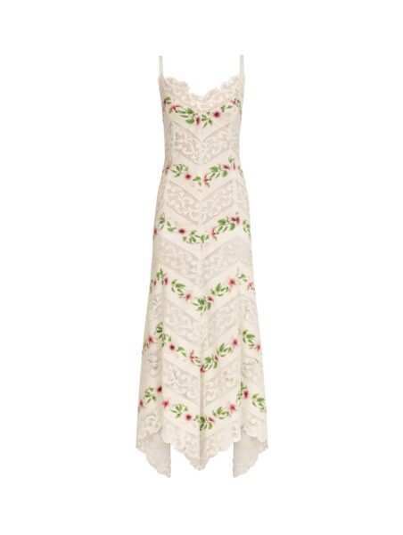 Oscar de la Renta Chiné Hibiscus Striped Cotton Poplin Dress - Dresses - American Luxury Evening Wear at Luxury Shoes 