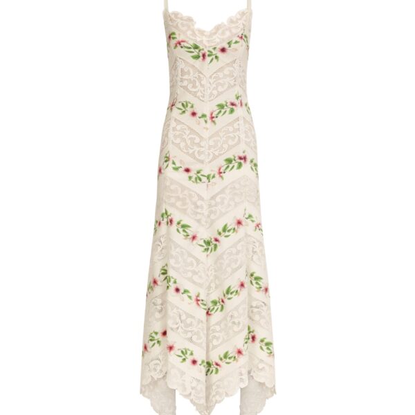 Oscar de la Renta Chiné Hibiscus Striped Cotton Poplin Dress - Dresses - American Luxury Evening Wear at Luxury Shoes 