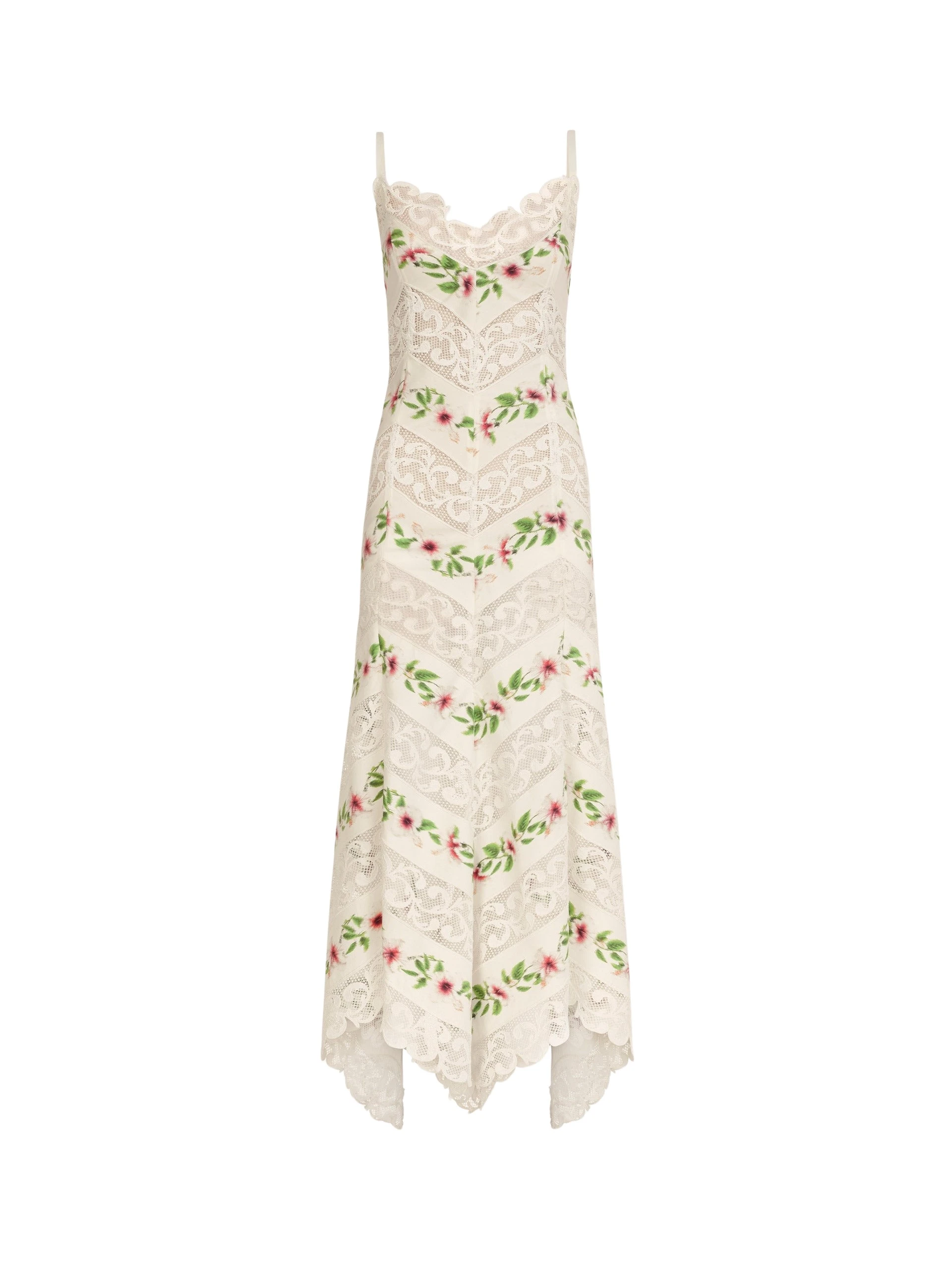 Oscar-de-la-Renta-Chine-Hibiscus-Striped-Cotton-Poplin-Dress28264_nobg Oscar de la Renta Chiné Hibiscus Striped Cotton Poplin Dress - Dresses - American Luxury Evening Wear at Luxury Shoes