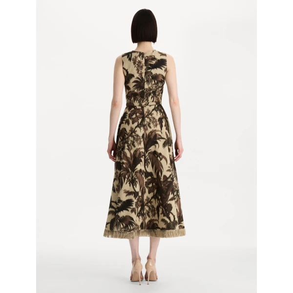 Oscar de la Renta Chiné Palm Leaves Dress - Dresses - American Luxury Evening Wear at Luxury Shoes 