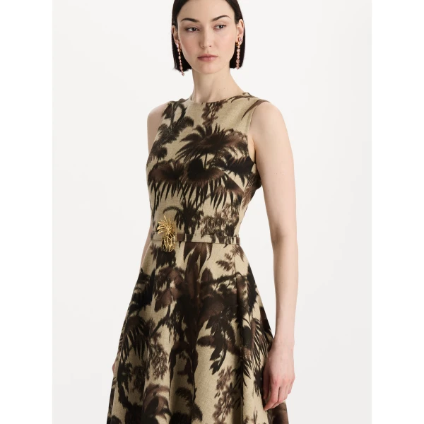 Oscar de la Renta Chiné Palm Leaves Dress - Dresses - American Luxury Evening Wear at Luxury Shoes 