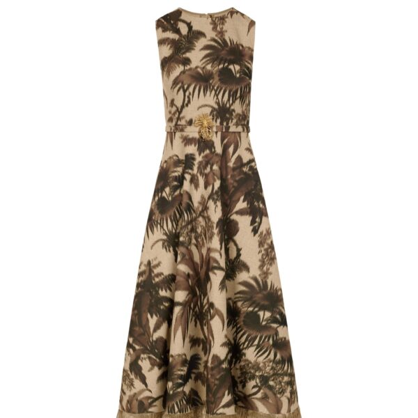 Oscar de la Renta Chiné Palm Leaves Dress - Dresses - American Luxury Evening Wear at Luxury Shoes 