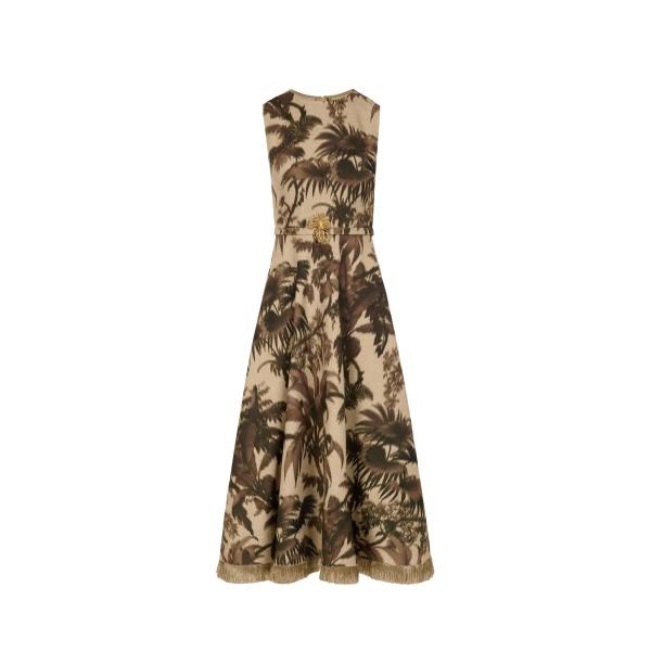 Oscar de la Renta Chiné Palm Leaves Dress - Dresses - American Luxury Evening Wear at Luxury Shoes 