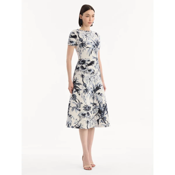 Oscar de la Renta Chiné Palm Leaves Knit Dress - Dresses - American Luxury Evening Wear at Luxury Shoes 
