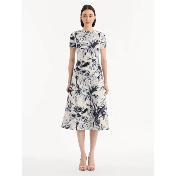 Oscar de la Renta Chiné Palm Leaves Knit Dress - Dresses - American Luxury Evening Wear at Luxury Shoes 