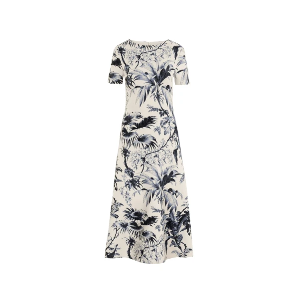 Oscar de la Renta Chiné Palm Leaves Knit Dress - Dresses - American Luxury Evening Wear at Luxury Shoes 