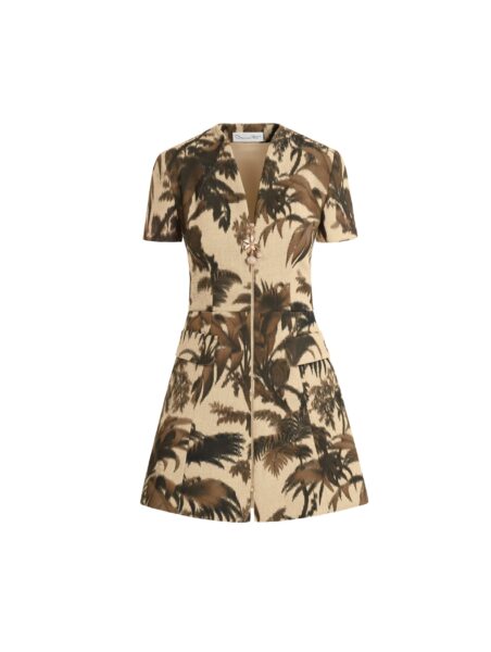 Oscar de la Renta Chiné Palm Leaves Tweed Dress - Dresses - American Luxury Evening Wear at Luxury Shoes 