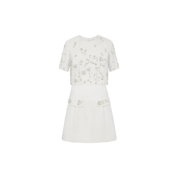 Oscar de la Renta Crystal Floral Embroidered Cocktail Dress - Dresses - American Luxury Evening Wear at Luxury Shoes 