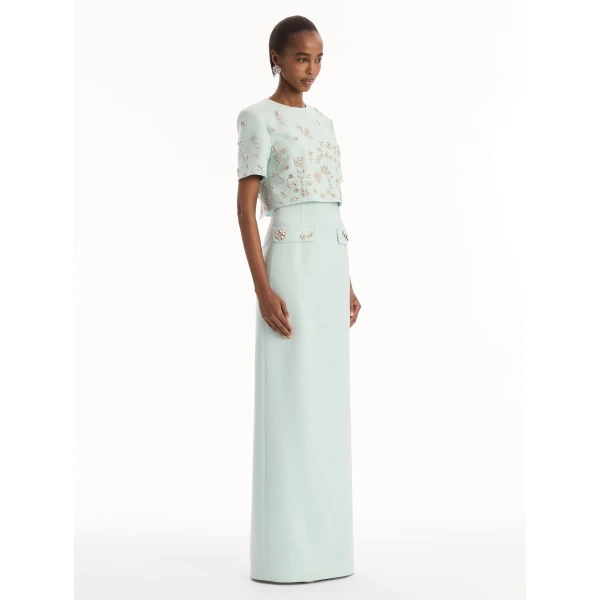 Oscar de la Renta Crystal Floral Embroidered Gown - Dresses - American Luxury Evening Wear at Luxury Shoes 