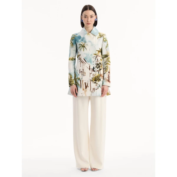 Oscar de la Renta Dominican Landscape Cotton Poplin Coat - Coats - American Luxury Evening Wear at Luxury Shoes 
