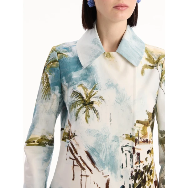 Oscar de la Renta Dominican Landscape Cotton Poplin Coat - Coats - American Luxury Evening Wear at Luxury Shoes 